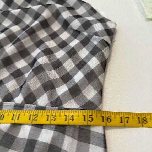 Sam Edelman Black and White Checked High Neck Halter Tiered Midi Dress Sz 14 - Picture 11 of 14